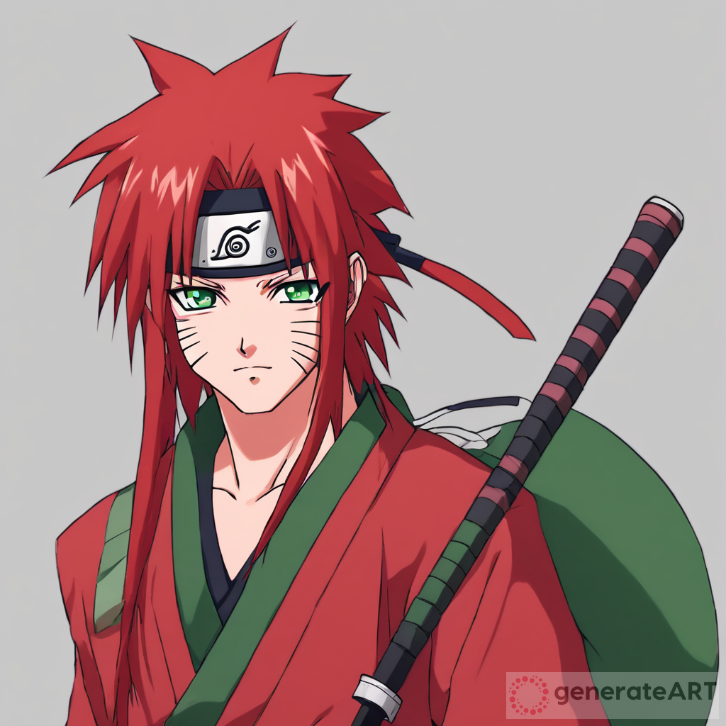 Red-haired Samurai: Naruto Style Fighter | GenerateArt