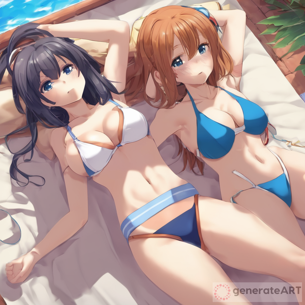 Anime Girls Bikini Beach Day | GenerateArt