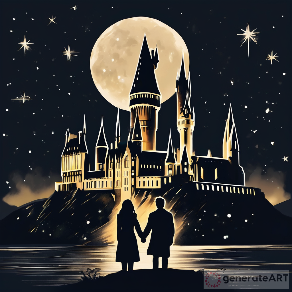 Love under Shooting Stars: Hermione Granger and Draco Malfoy at Hogwarts  Castle | GenerateArt