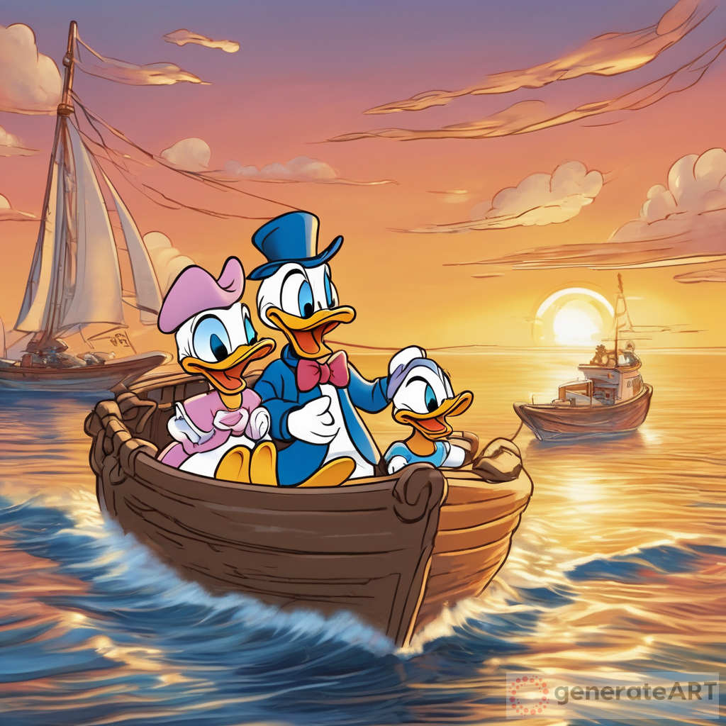 Sailing Into Serenity: Donald Duck and Daisy Duck on a Romantic Boat  Journey