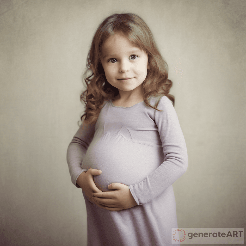 Pregnant little girl Young man, little girl and pregnant woman showing their big ...