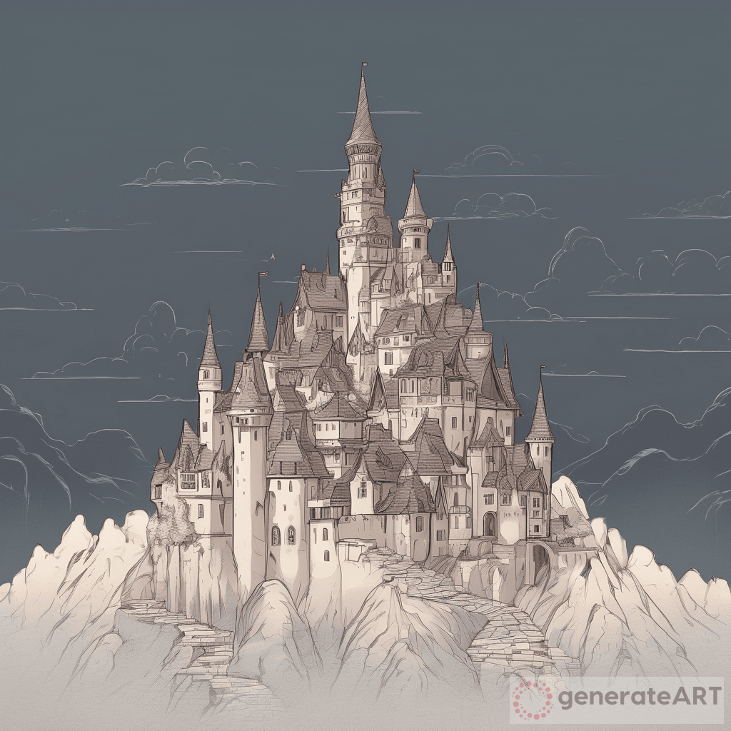 Fantasy drawing old stone castle from Royalty Free Vector