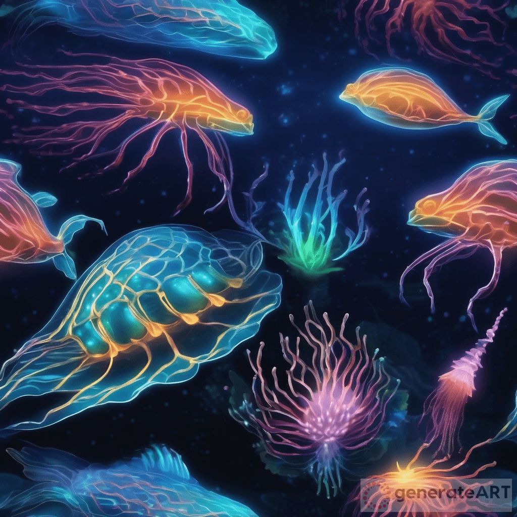 mesmerizing underwater neon coral bioluminescent reef