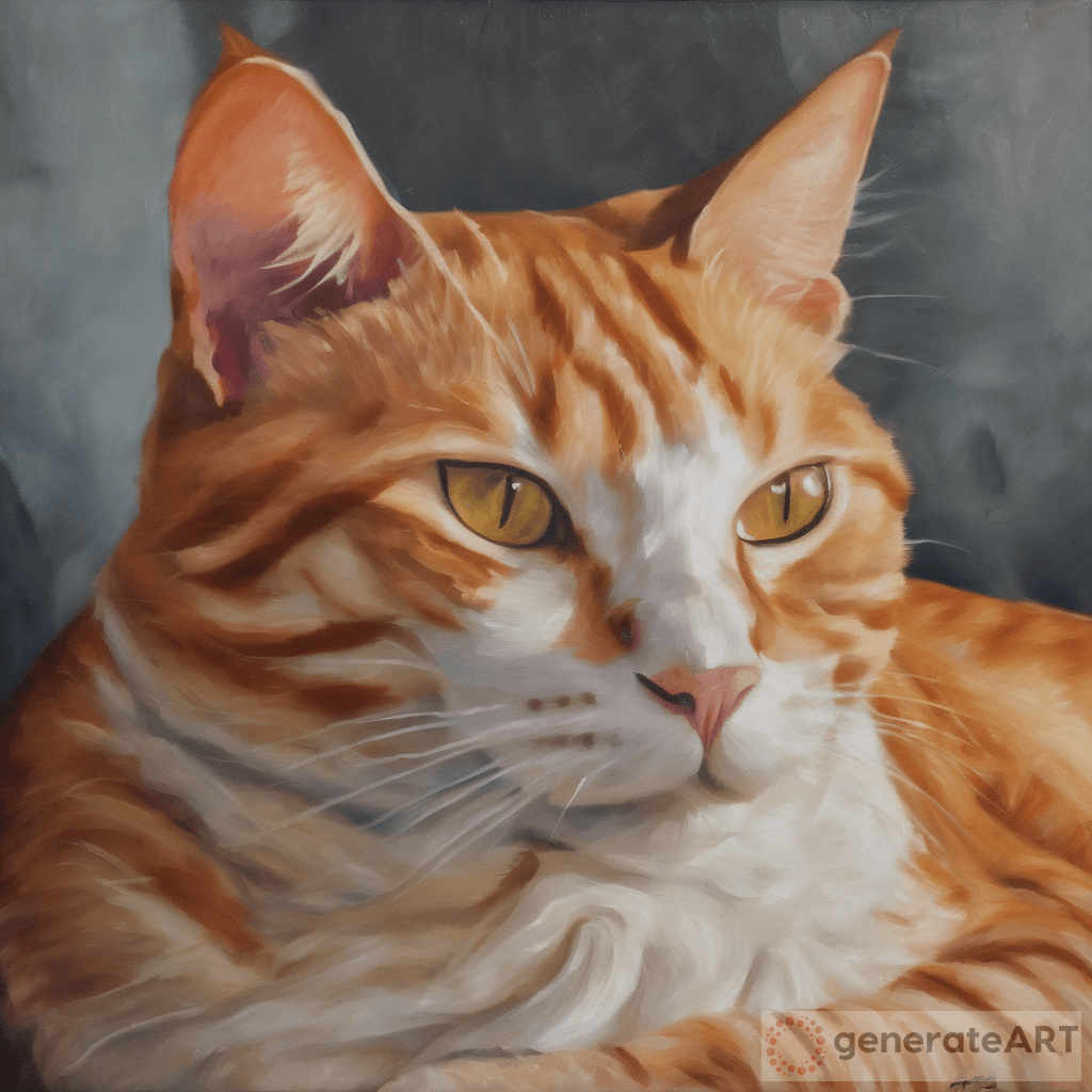 Ginger Cat Loafing - A Charming Oil Painting | GenerateArt