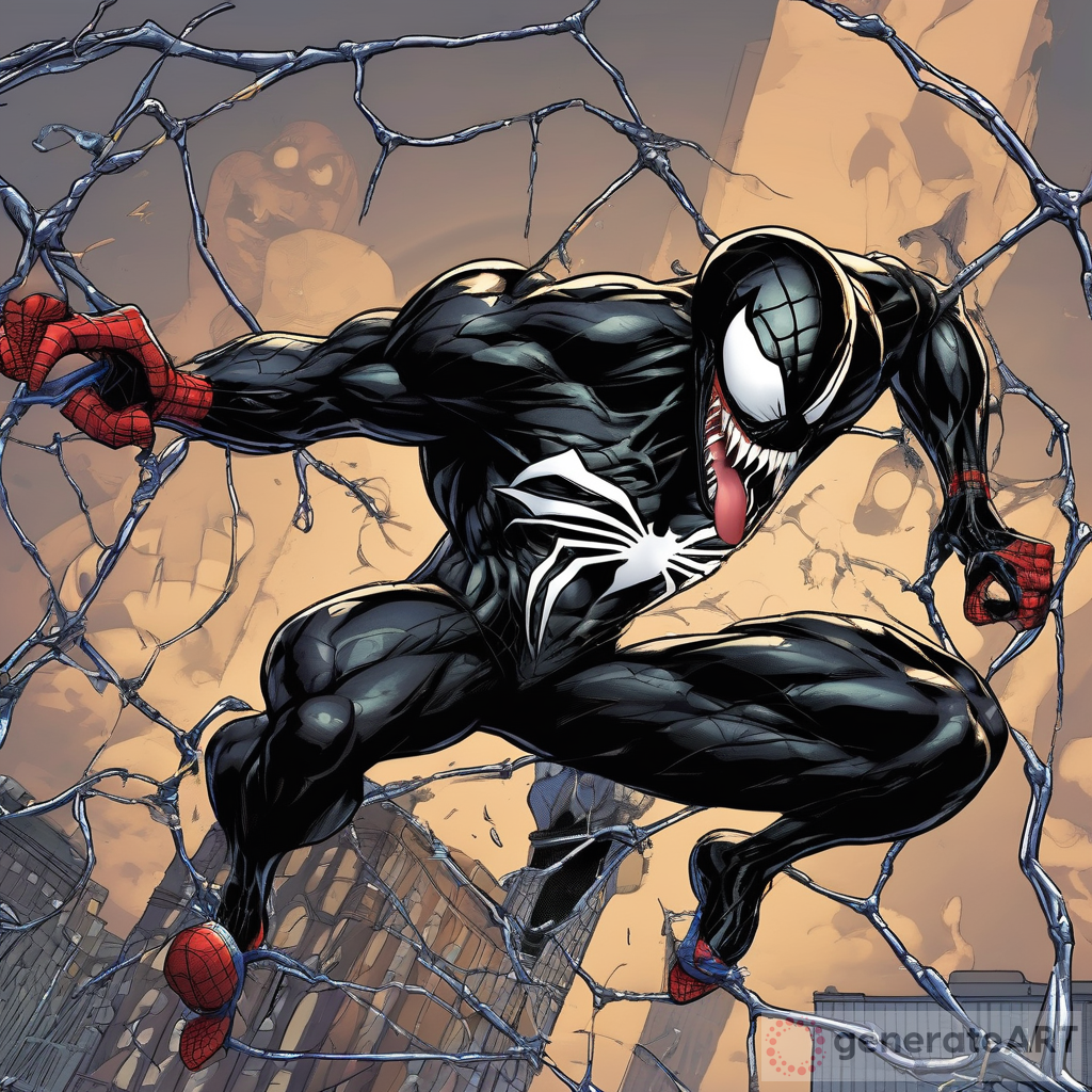 Venom Dunking on Spider-Man | GenerateArt