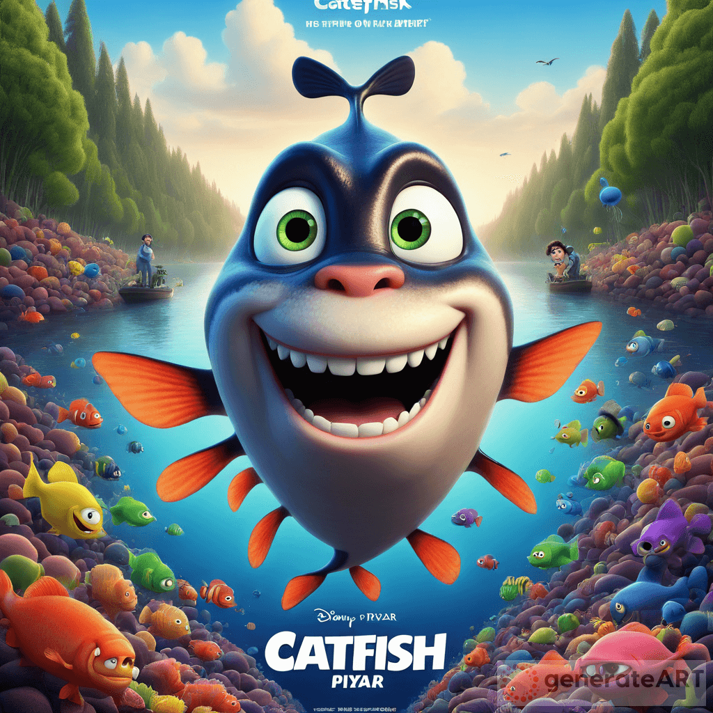 Whimsical Catfish Cartoon Pixar Movie Poster | GenerateArt