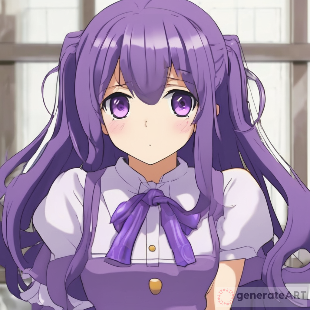 Purple colored hair，Anime girl with blue eyes and white shirt, Anime moe  art style, mikudayo, anime girl with cat ears, in an anime style - SeaArt AI