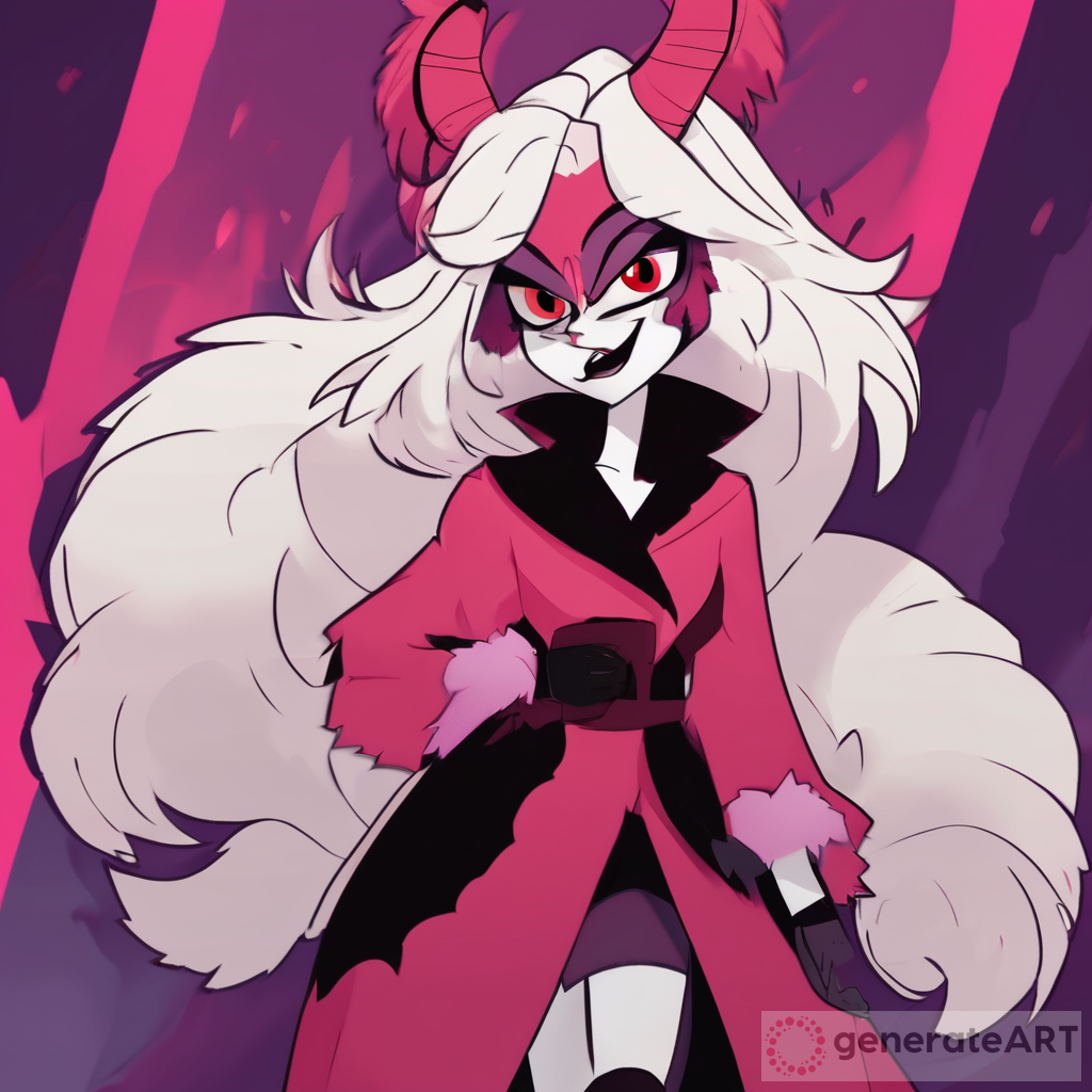 Hazbin Hotel: Demon Woman with Wavy Hair & Fur Coat | GenerateArt