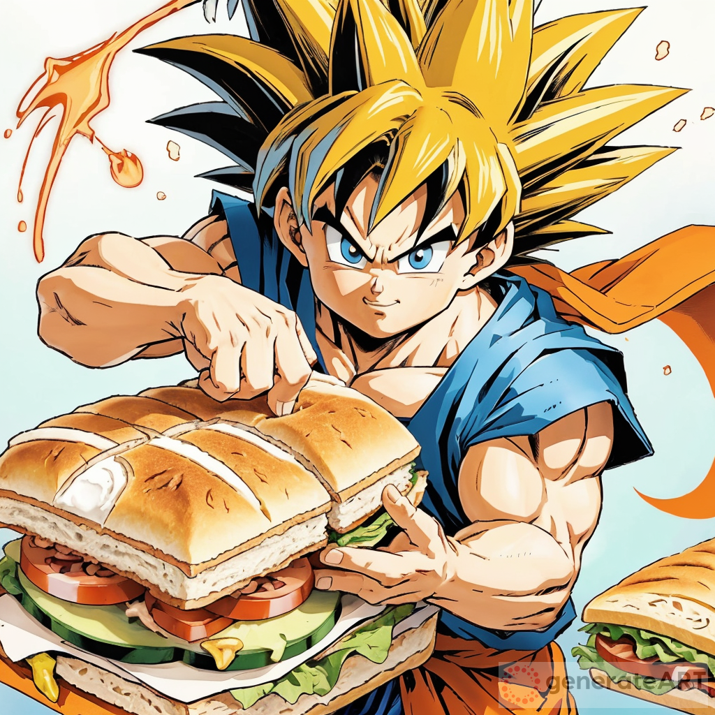 Goku Eating Sandwich - Power Boost Adventures | GenerateArt