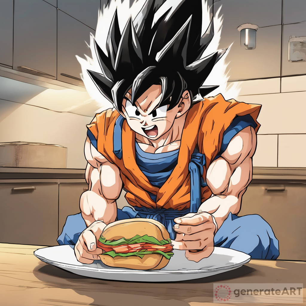 Goku Enjoying a Sandwich | GenerateArt