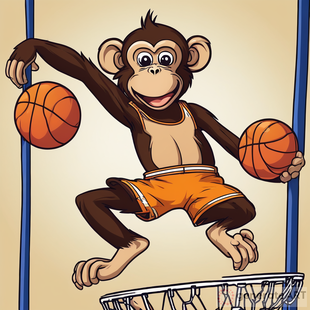 Talented Monkey Dunking Basketball | GenerateArt