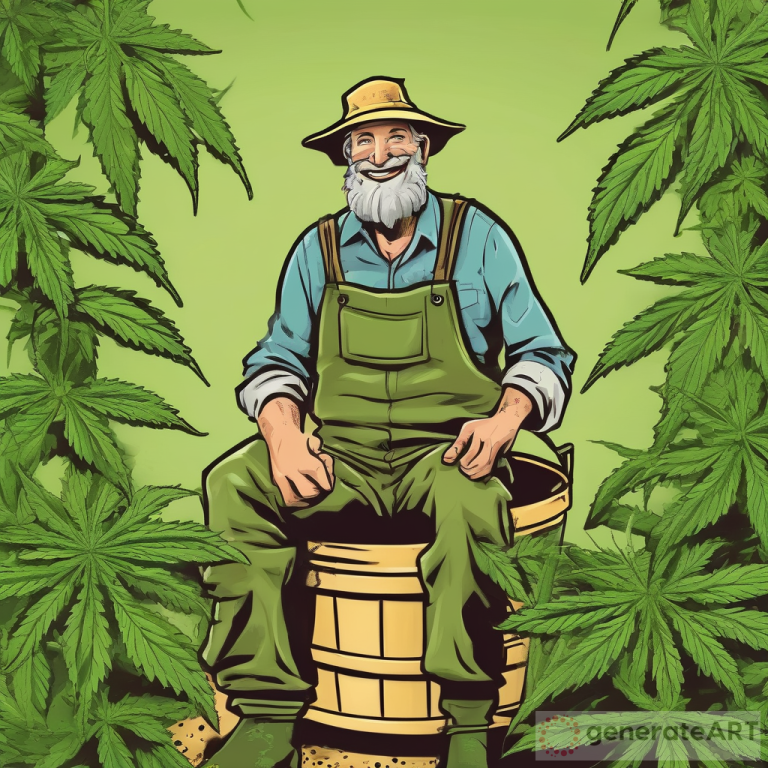 happy cannabis farmer comic design